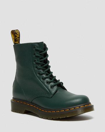 Green Women's Dr Martens 1460 Pascal Virginia Leather Ankle Boots | CA 17CTV